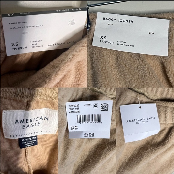 American Eagle Sherpa Baggy Jogger Tan Size XS - Picture 3 of 7